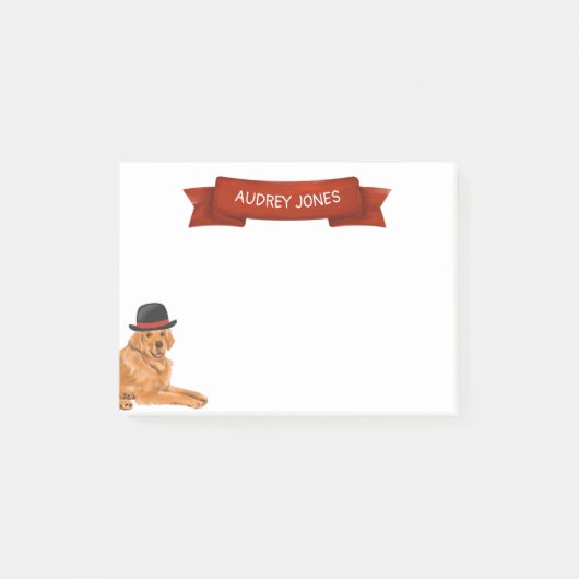 Post-it® Golden Retriever avec peinture Casquette (Devant)