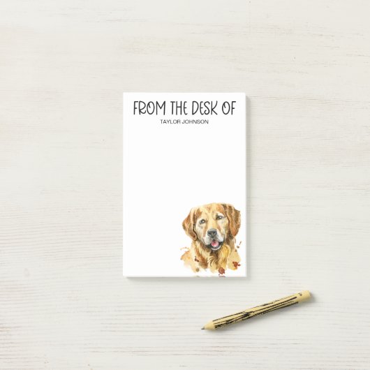 Post-it® Golden Retriever Lover (Sur un bureau)