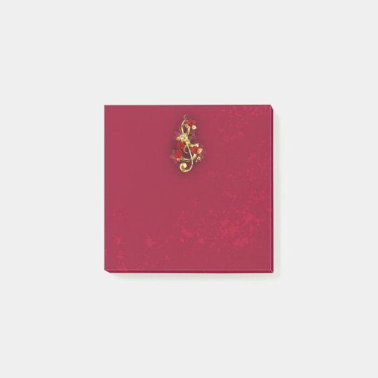Post-it® Golden Treble Clef avec fleurs Roses (Devant)