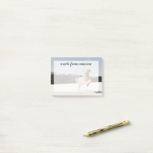 Post-it® Goldendoodle Traversant Le Champ (Sur un bureau)