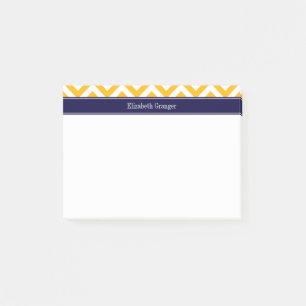Post-it® Goldenrod White LG Chevron Navy Blue Nom Monogramm