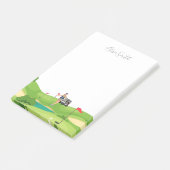 Post-it® Golfer Woman est sur l'herbe verte du terrain de g (Incliné)