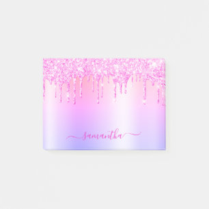 Post-it® Gouttes de paillettes magenta Reflet arc-en-ciel