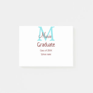Post-it® Gradué ajouter nom monogramme vert rose simple min