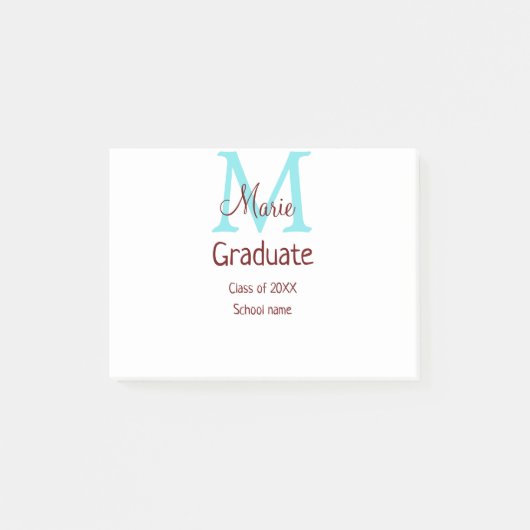 Post-it® Gradué ajouter nom monogramme vert rose simple min (Devant)