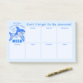 Post-it® Grand calendrier hebdomadaire blanc de requin bleu (Sur un bureau)