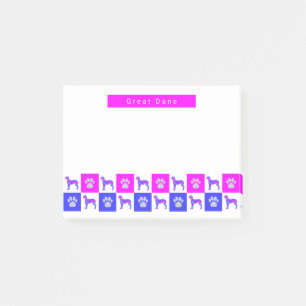 Post-it® Grand chien Danois & Paw Hot Rose & Blue