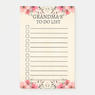 Post-it® Grand-mère à faire la liste des notes florales m