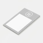 Post-it® Grand Monogramme moderne initial sur lin gris (Incliné)