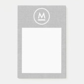 Post-it® Grand Monogramme moderne initial sur lin gris (Devant)