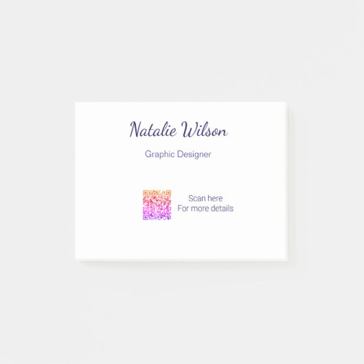 Post-it® Graphic designer name scan QR code details profess (Devant)