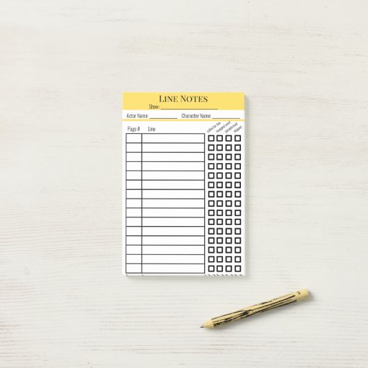 Post-it® Graphique Notes de ligne d'acteur (Sur un bureau)