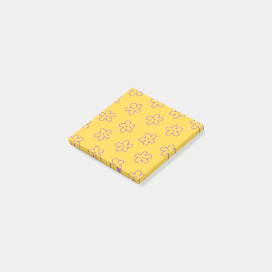 Post-it® Gras Jaune Fleurs Whimsical Designs for Spring (Incliné)