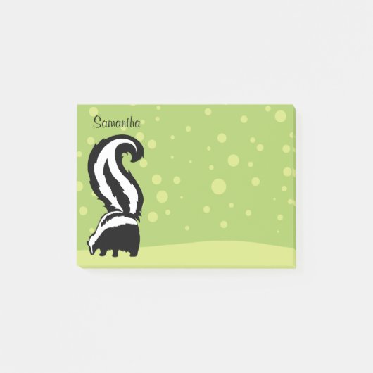 Post-it® Gras Skunk With Green Dots, Ajoutez Votre Nom (Devant)