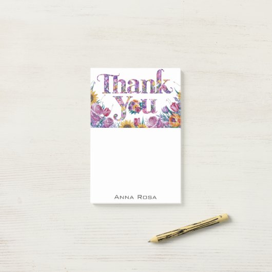 Post-it® *~* Gratitude AP85 Merci Fleurs Manifestation (Sur un bureau)