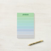 Post-it® Green Blue Greray Ombre Lines Ajouter un nom (Sur un bureau)