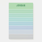 Post-it® Green Blue Greray Ombre Lines Ajouter un nom (Devant)