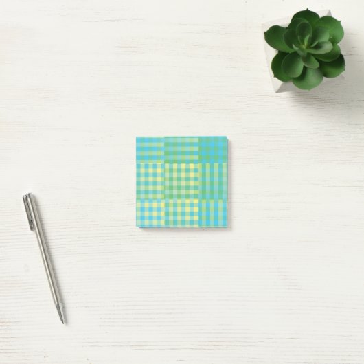 Post-it® Green Blue Yellow Checker Patchwork Pattern (Bureau)