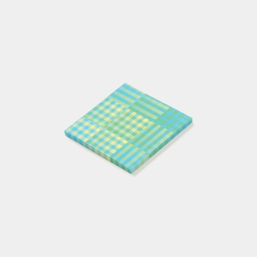 Post-it® Green Blue Yellow Checker Patchwork Pattern (Incliné)