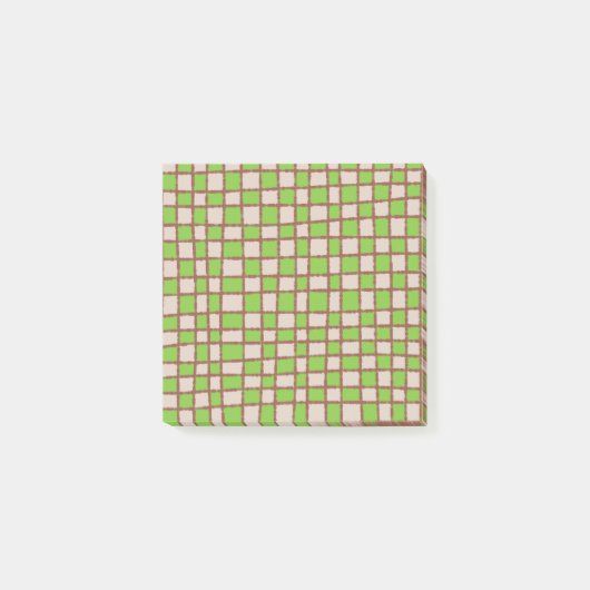 Post-it® Green Brown Checkerboard À damiers Motif (Devant)