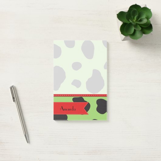 Post-it® Green Cow, Cow Print, Cow Spots, Your Name (Bureau)