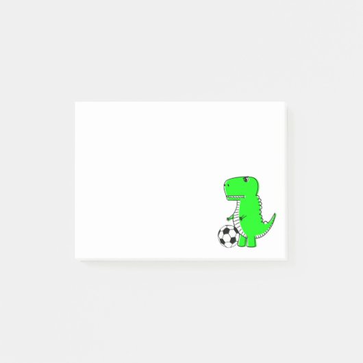 Post-it® Green Dinosaur Aime Le Football Post-it Notes (Devant)