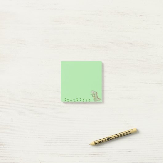 Post-it® Green Dinosaur Post-it notes, notes collantes (Sur un bureau)