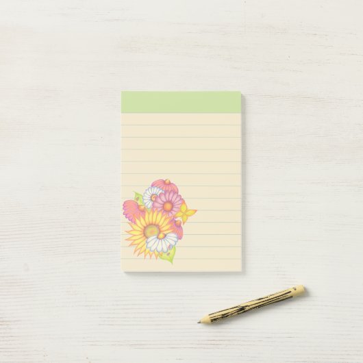 Post-it® Green Fleur sauvage Post Notes (Sur un bureau)
