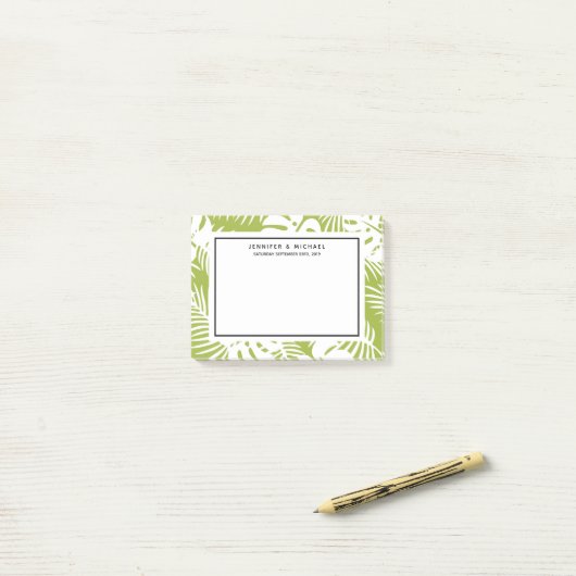 Post-it® Green Palm Leaves Rainforest Pattern (Sur un bureau)
