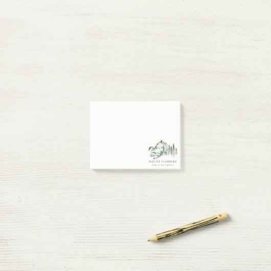 Post-it® Green Pine Woods Mountain Sketch Escalade Camping (Sur un bureau)