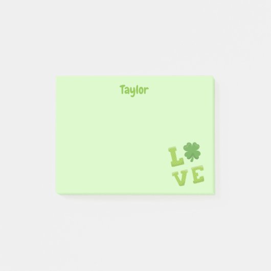 Post-it® Green St. Patrick's Love bloc de lettres (Devant)