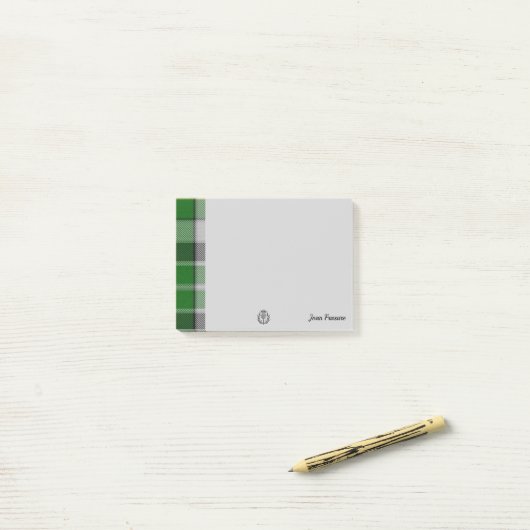 Post-it® Green Tartan & Scottish Thistle Post-it Notes (Sur un bureau)