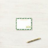 Post-it® Green & White Spring Daisies & Vine Personalised (Sur un bureau)