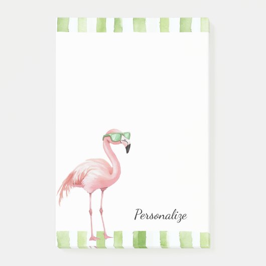 Post-it® Green White Stripes Pink Flamant rose Beach Annive (Devant)