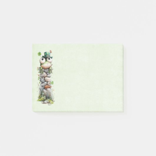 Post-it® Grenouille avec chapeau vert et trèfle mignon (Devant)