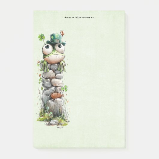 Post-it® Grenouille avec chapeau vert et trèfle mignonne (Devant)