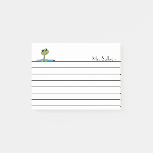 Post-it® Grenouille et crayon, rayés (Devant)