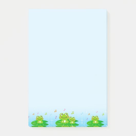 Post-it® Grenouilles mignonnes sur des notes bleu clair (Devant)