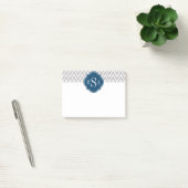 Post-it® Grey Chevron Marine Monogramme Lettre initiale (Bureau)