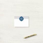 Post-it® Grey Chevron Marine Monogramme Lettre initiale (Sur un bureau)