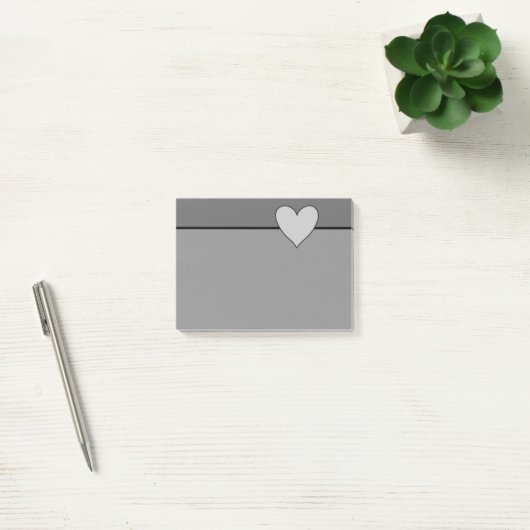 Post-it® Grey Heart Love Slate Grey Post It Sticky Note (Bureau)