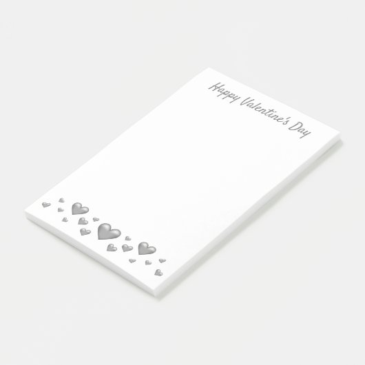 Post-it® Grey Valentine's Day Hearts & Custom Text (Incliné)