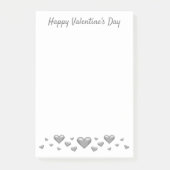 Post-it® Grey Valentine's Day Hearts & Custom Text (Devant)