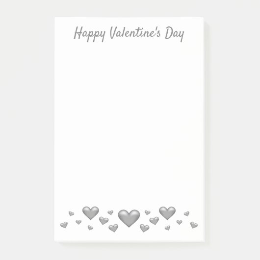 Post-it® Grey Valentine's Day Hearts & Custom Text (Devant)