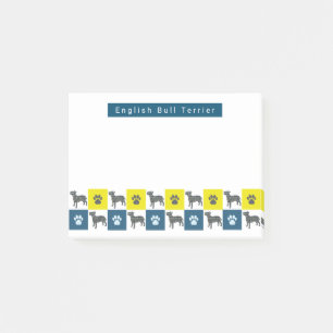 Post-it® Grille Bleue et Jaune Chien Bull Terrier et Patte