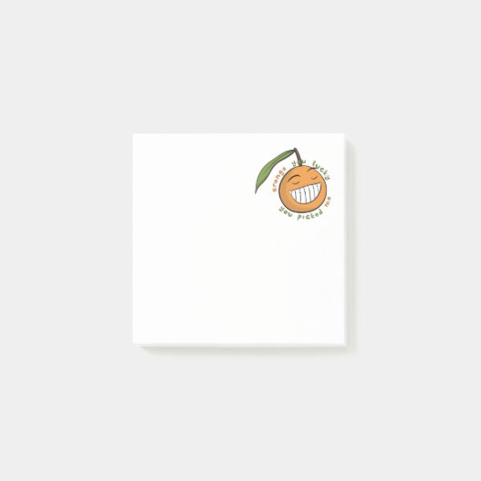 Post-it® Grinning Cartoon Orange Fruit with Fancy Text (Devant)
