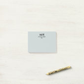 Post-it® Gris argent noir Minimal Propres Initiales (Sur un bureau)