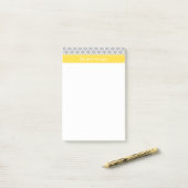 Post-it® Gris Blanc Marocain #5 Ananas Monogramme Initiale (Sur un bureau)
