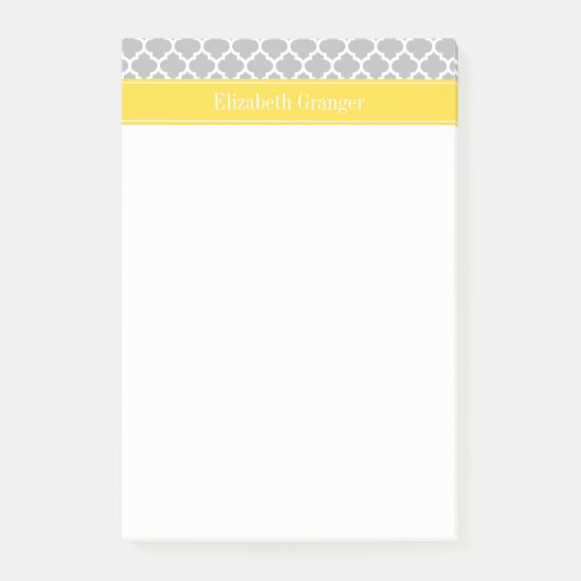 Post-it® Gris Blanc Marocain #5 Ananas Monogramme Initiale (Devant)