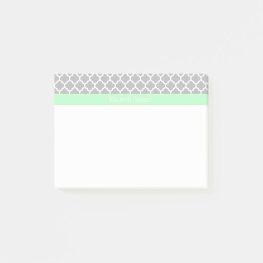 Post-it® Gris Blanc Marocain #5 Nom Monogramme Mint (Devant)